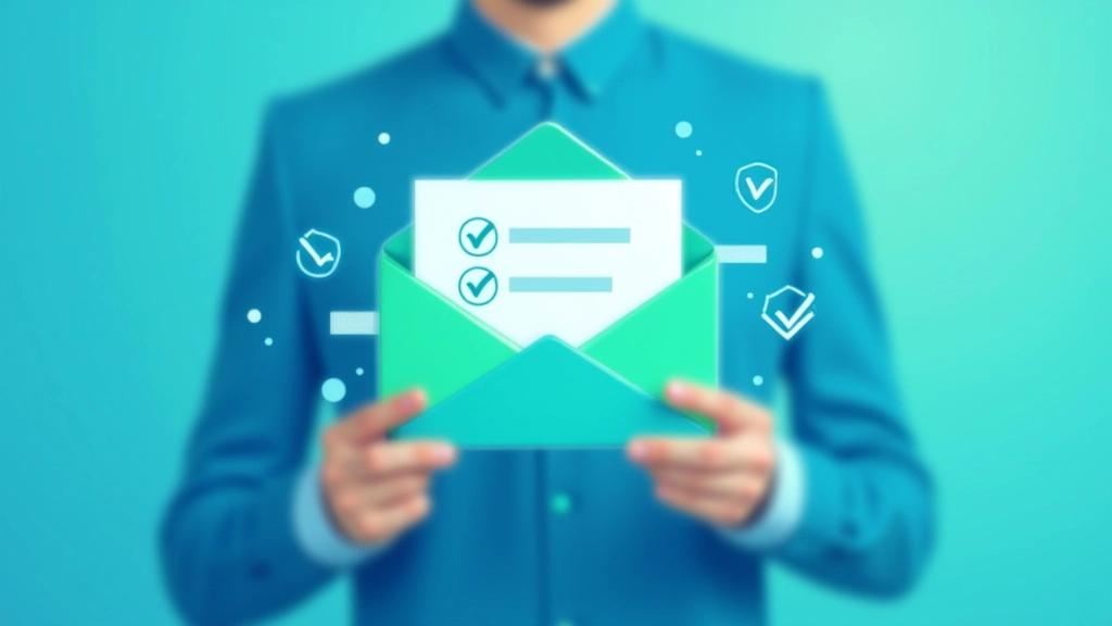 Ilustração de envelope passando por filtros de email com símbolos de entrega bem-sucedida